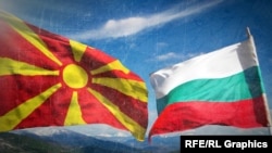 Знамињата на Северна Македонија и Бугарија.