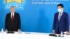 Nur Otan party's congress. From left: Qasym-Jomart Tokayev, Nursultan Nazarbayev and Bauyrzhan Baibek. Nur-Sultan, 25 November 2020