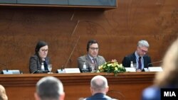 Претседателот на Парламентарното собрание на НАТО, Маркос Перестрело (во средина), на годишниот состанок на Постојаниот комитет на Парламентарното собрание на НАТО, Скопје 5 Април 2025