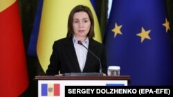 Архивска фотографија, претседателката на Молдавија Маја Санду при последната посета на Укрина 
